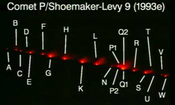 Image of CometP/Shoemaker-Levy9 (1993e) Fragments Labeled with Letter Names