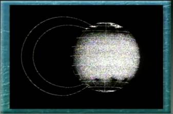 Hubble Space Telescope Image of Jupiter's Aurora After Comet Shoemaker-Levy 9 Fragment K Impact (Far Ultraviolet), with Magnetic Field Lines Overlay (click to go to NASA description and enlargement)